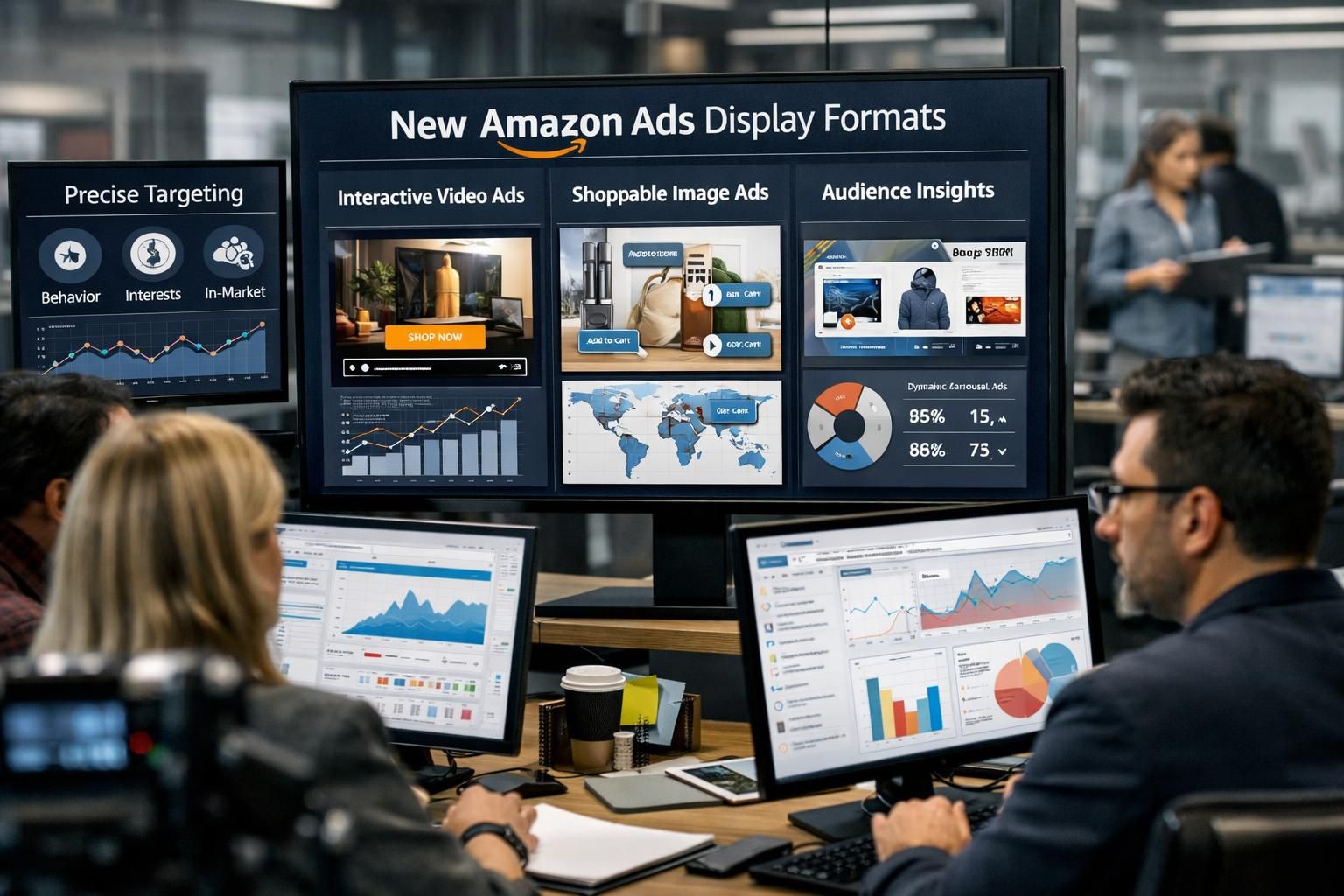 amazon ads, yeni display reklam formatlarını tanıtarak reklamverenlere daha etkili ve görsel açıdan zengin kampanyalar oluşturma imkanı sunuyor.