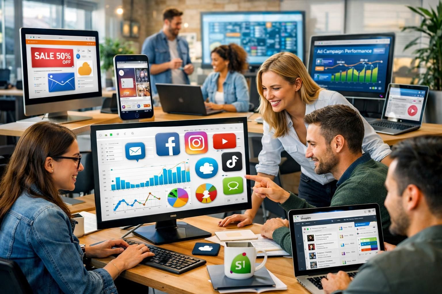 shopify, e-ticaret markaları için çok kanallı pazarlama araçlarını geliştirerek satışlarınızı artırmanıza ve müşteri etkileşimini güçlendirmenize yardımcı olur.